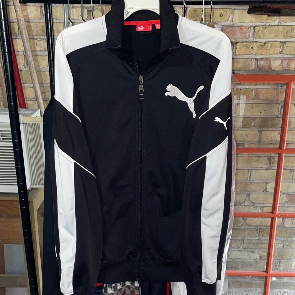 Puma Men's Black and White Track Jacket men’s size medium